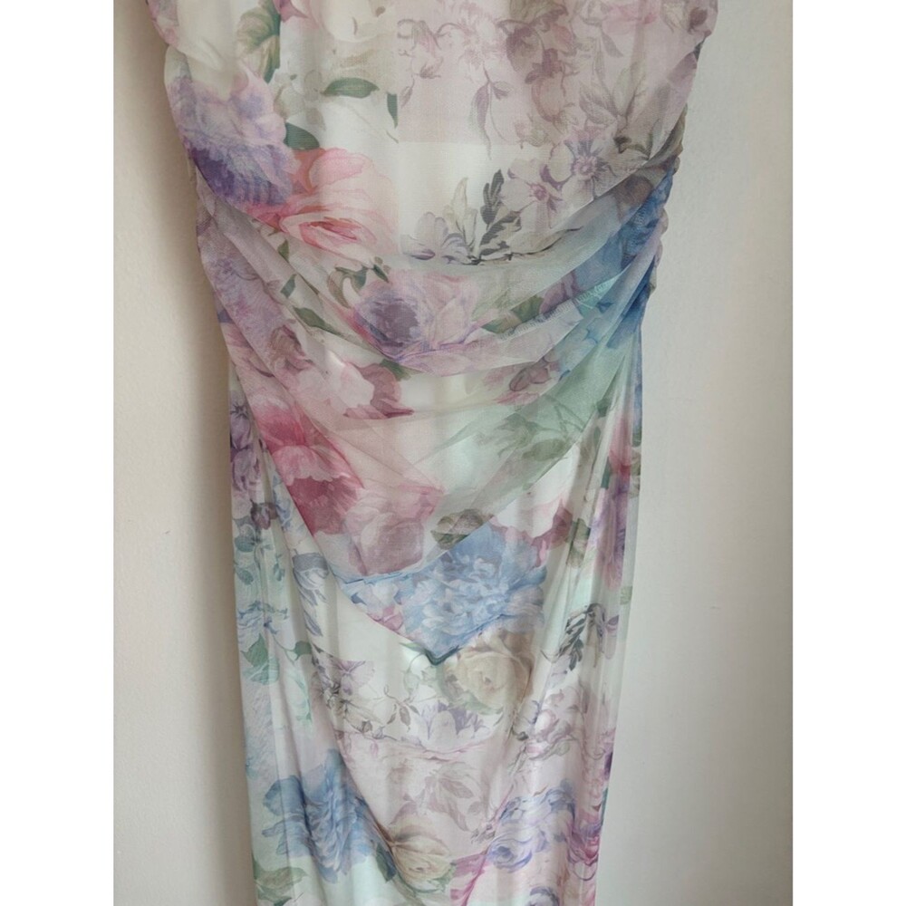 Amanda Uprichard Lyle Sheer Floral Midi rouged pastel Dress Womens MD bridal EUC - Picture 9 of 16